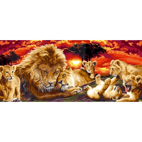 Canevas Luc antique 65/130 - Tendresse féroce des lions