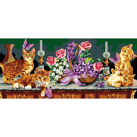 Canevas Luc antique 65/130 - Chats perchs