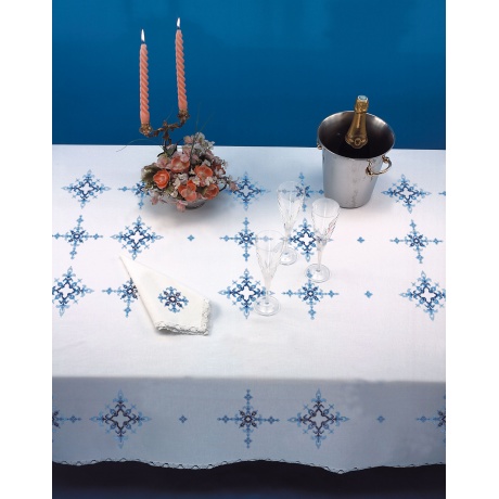 Serviette 50/50cm coton blanc bordée dentelle