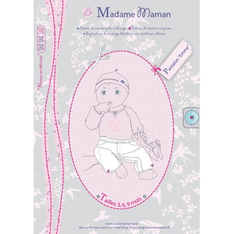 Patron Madame Maman pantalon Emma 3-6-9 mois