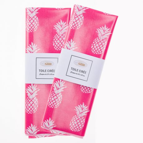 Lot de 2 coupons de tissu Fryett's enduit pineapple pink