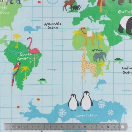 Tissu Fryett's enduit carte du monde