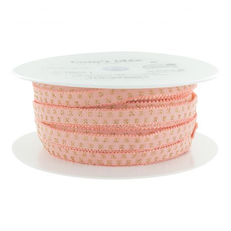 �lastique lurex rose pois dor� 10 mm