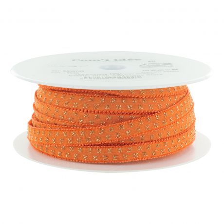 �lastique lurex orange pois dor� 10 mm