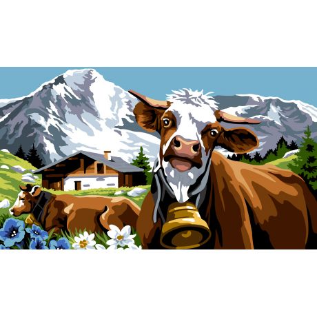 Canevas 45 x 65 cm - La vache et la cloche