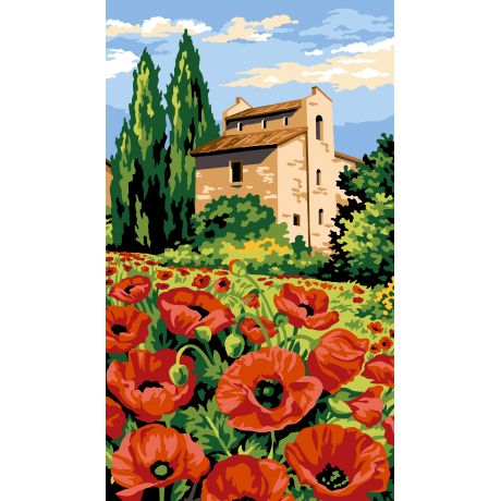 Canevas pierres et coquelicots