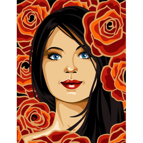 Canevas 45 x 65 cm - Femme Belle de rose