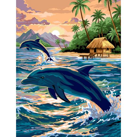 Canevas 45 x 65 cm - dauphins