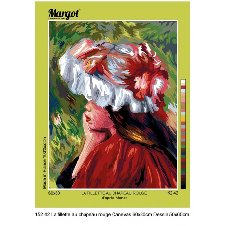Canevas 60/80 - La fillette au chapeau rouge(Monet)
