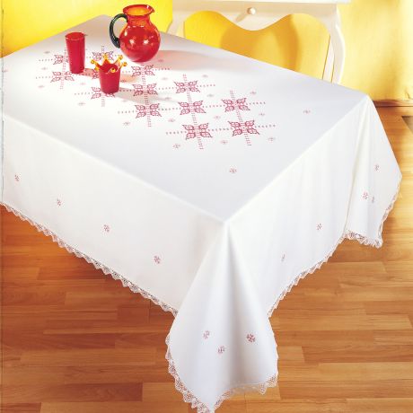 Nappe rectangle coton blanc 140/200 sans dentelle