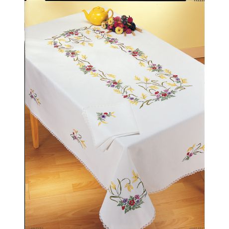 Nappe rectangle coton blanc 140/200 sans dentelle