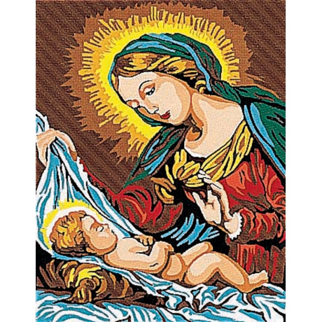 Kit canevas pnlope blanc - La Vierge et l'enfant