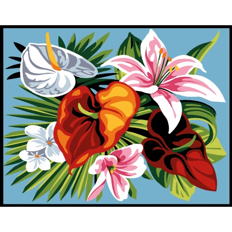 Kit canevas pnlope blanc - Fleurs Exotique