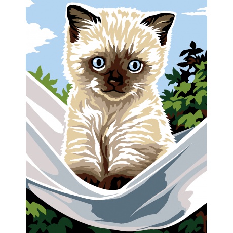 Kit canevas pnlope blanc - Le chat dans le hamac