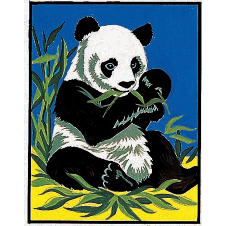 Kit canevas pnlope blanc - Le panda aux bambous