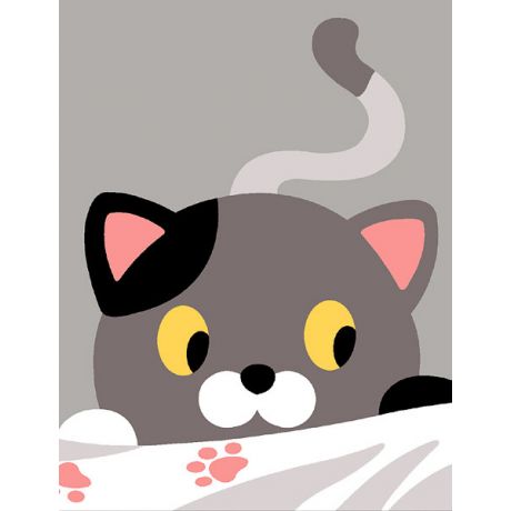 Kit canevas p�n�lope blanc - chat cach�