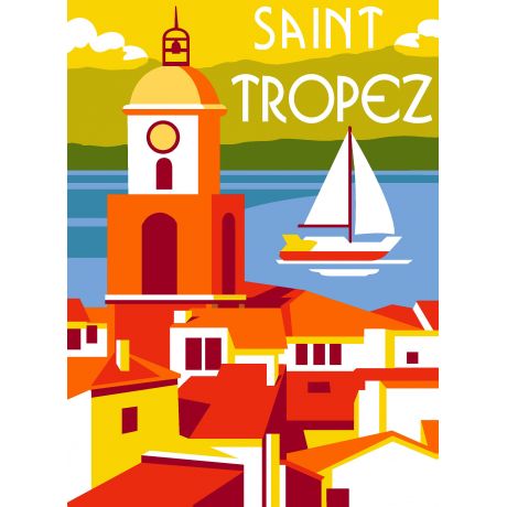 Canevas 30/40 - type affiche Saint Tropez
