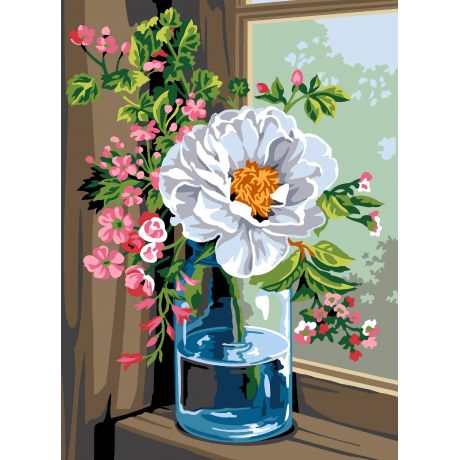 Canevas 30/40 - bouquet  la fentre