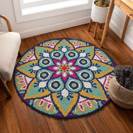 Tapis smyrnalaine seul mandala diam 100