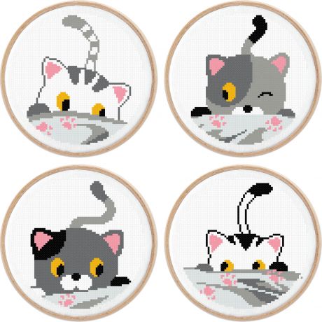 Kit - Lot de 4 tableautins - Petits chats