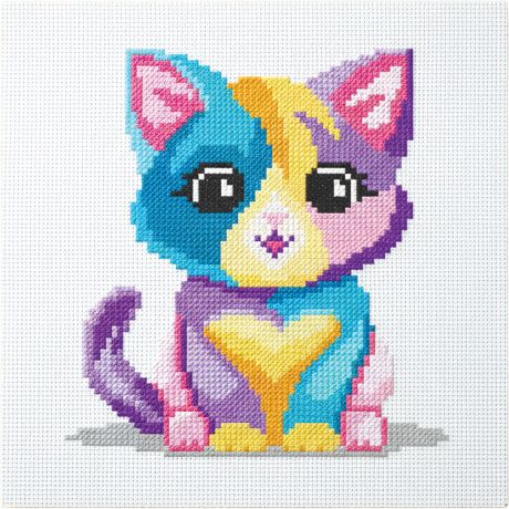 Kit point compt - Chat multico 16 x 16 cm