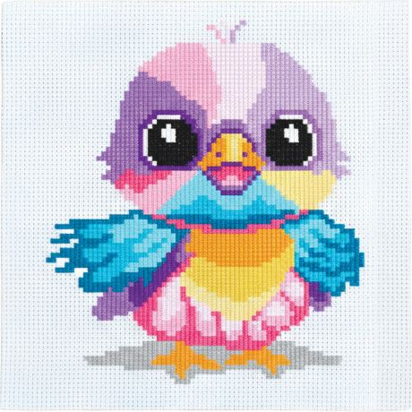 Kit point compt - Oiseau multico 16 x 16 cm