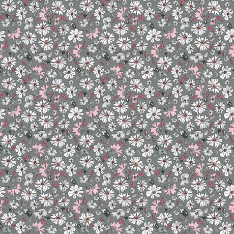 Tissu fleurettes gris