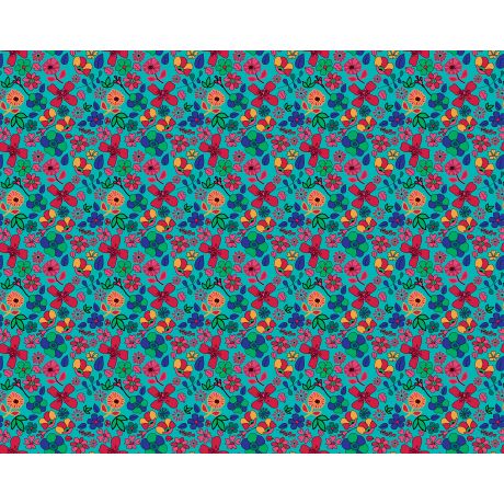 Tissu fleurettes turquoise