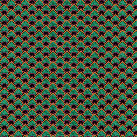 Tissu impression wax plumes turquoise