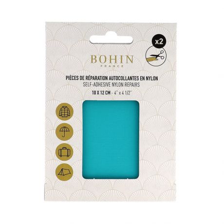 Pice nylon autocollant bleu turquoise 10x12cm x 2 pcs