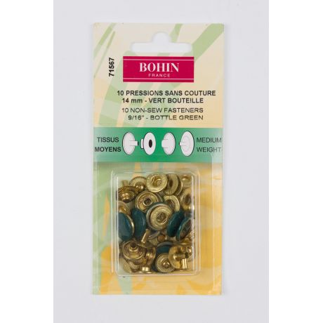 Pression sans couture 14mm tissu moyen vert bouteille