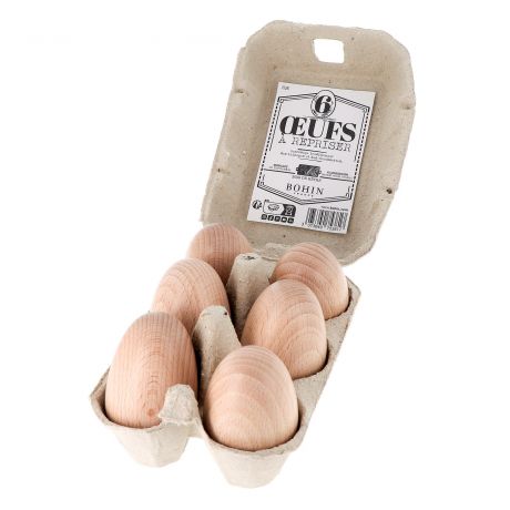 Oeuf à repriser bois en boite de 6