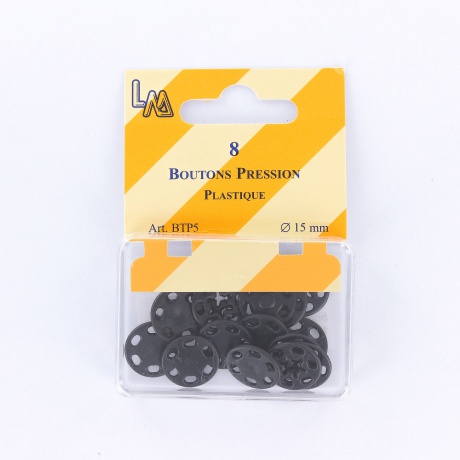 Bouton pression plastique 15mm -blister 8-