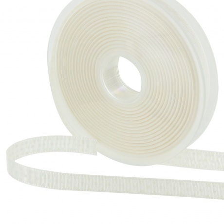 Ruban poly ivoire pois blanc 10mm
