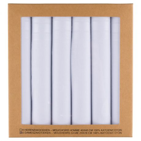 Mouchoirs femme Selma blanc 30 x 30 cm x6