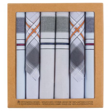 Mouchoirs homme Herv� 40 x 40 cm x6