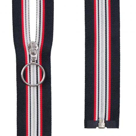 Fermeture spirale s�parable 6mm bleu blanc rouge 70 cm
