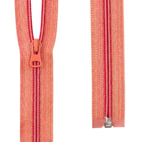 Fermeture spirale s�parable 6mm saumon chin� lurex 65 cm