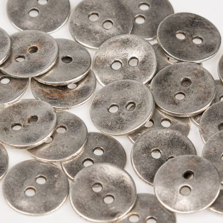 Bouton Ancien De Couture Vintage En Métal Gris Argenté Alvéolé - Occasion, Fabriqué En France